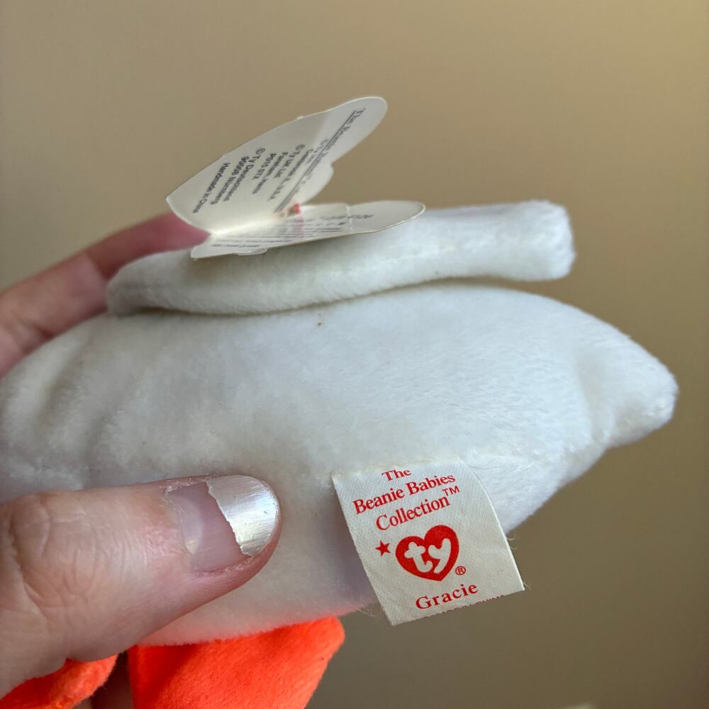 The Beanie Babies Collection 1996 Gracie the swan stuffed animal TY with tag - Picture 6 of 7